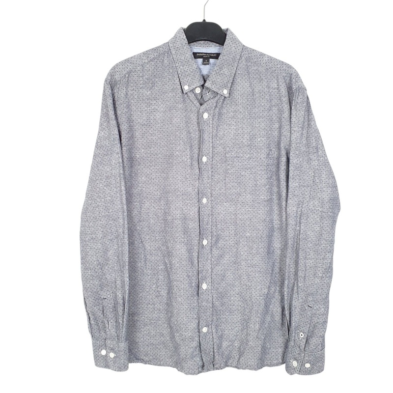 Banana Republic Dots Long Sleeve Slim Fit Cotton Shirt Mens S
