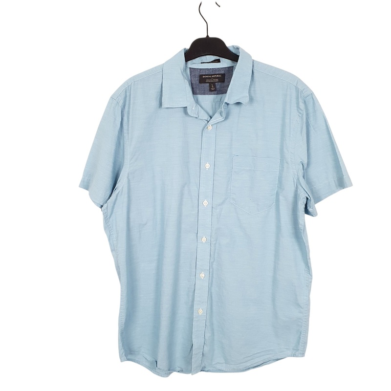 Banana Republic Short Sleeve Slim Fit Cotton Shirt Mens L
