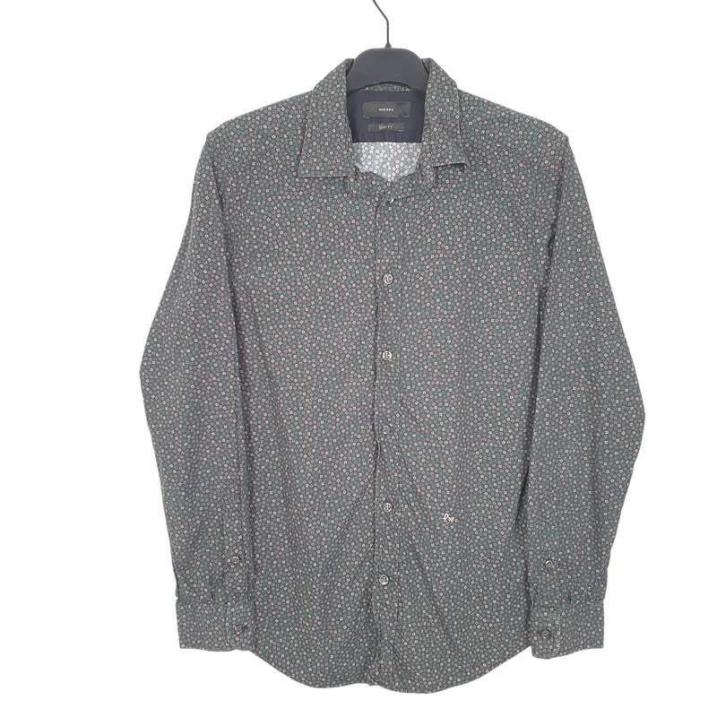 Diesel Floral Print D78 Long Sleeve Slim Fit Cotton Shirt Mens S