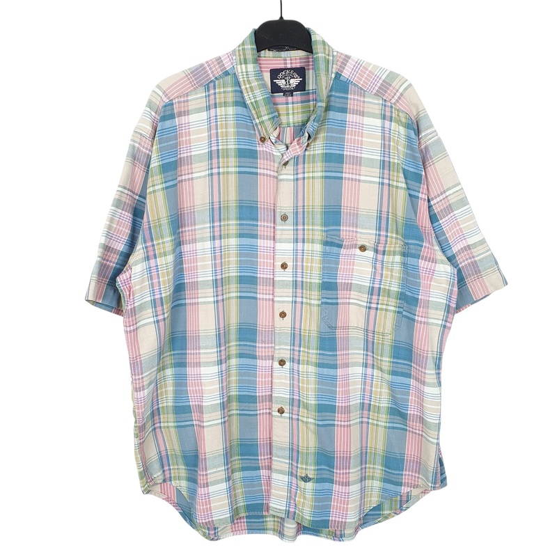 Dockers Vintage Levis Short Sleeve Regular Fit Check Cotton Shirt Mens XL