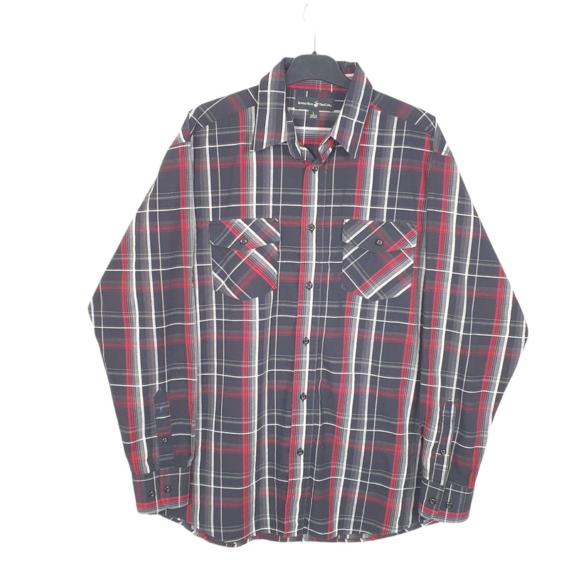 Beverly Hills Polo Club Long Sleeve Regular Fit Check Cotton Shirt Mens L