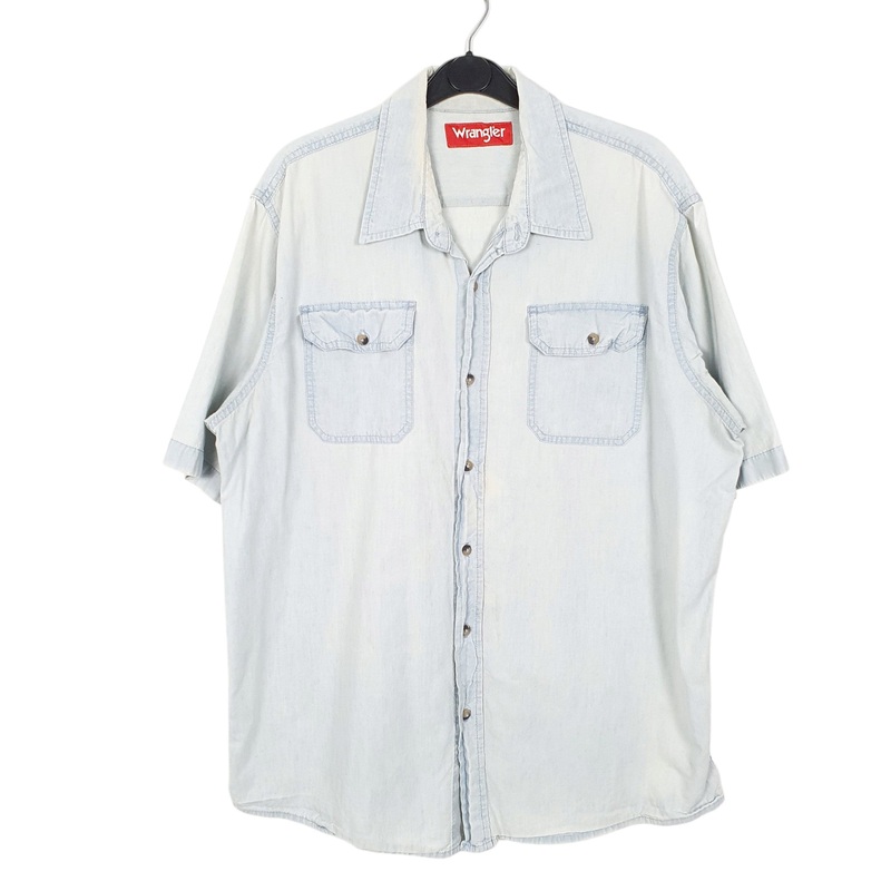 Wrangler Chambray Short Sleeve Regular Fit Cotton Shirt Mens L