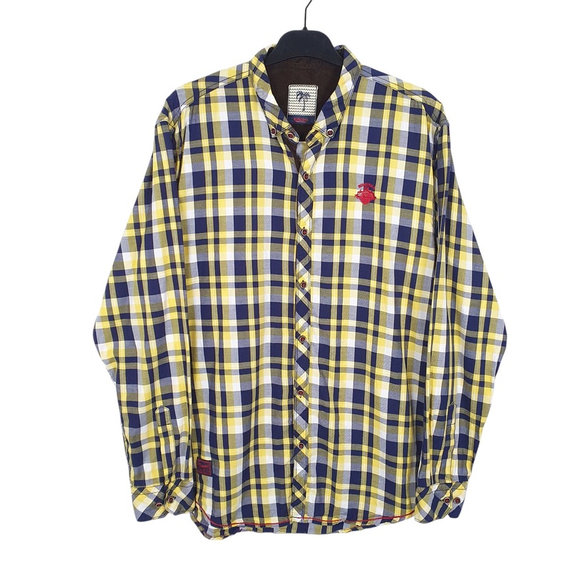 Buruska Long Sleeve Regular Fit Check Cotton Shirt Mens M