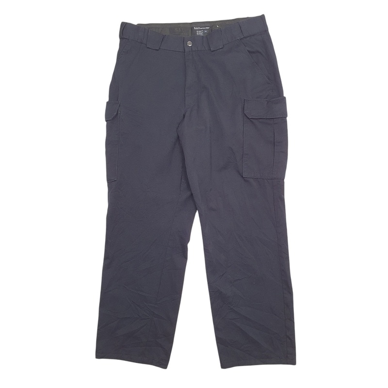 Mens 5.11 Tactical Stretch Fit Waist Navy Cargo Polyester  Trousers Mens W38 L31