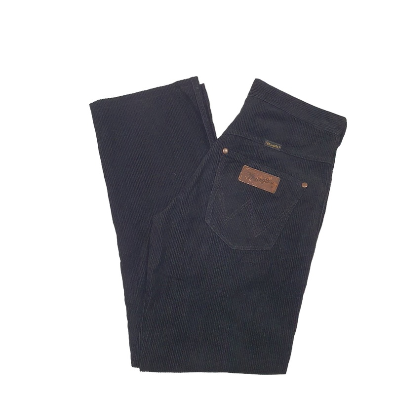 Mens Wrangler Black Corduroy Cotton Trousers W30 L31