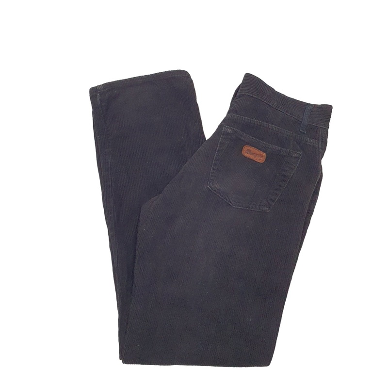 Mens Wrangler Black Corduroy Cotton Trousers W30 L32