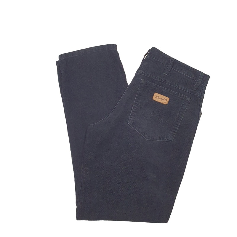 Mens Wrangler Black Corduroy Cotton Trousers W32 L30
