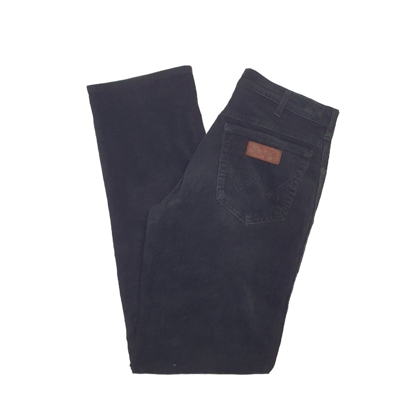 Mens Wrangler Black Corduroy Cotton Trousers W33 L34