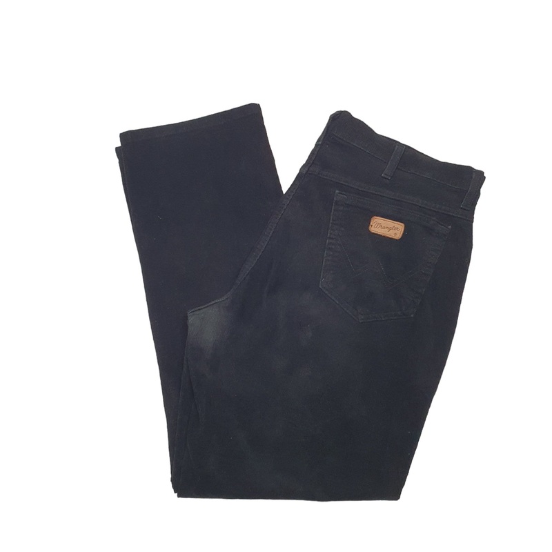 Mens Wrangler Black Corduroy Cotton Trousers W40 L30