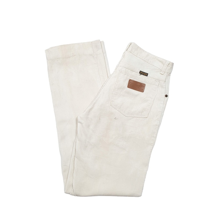 Mens Wrangler Cream Corduroy Cotton Trousers W30 L31