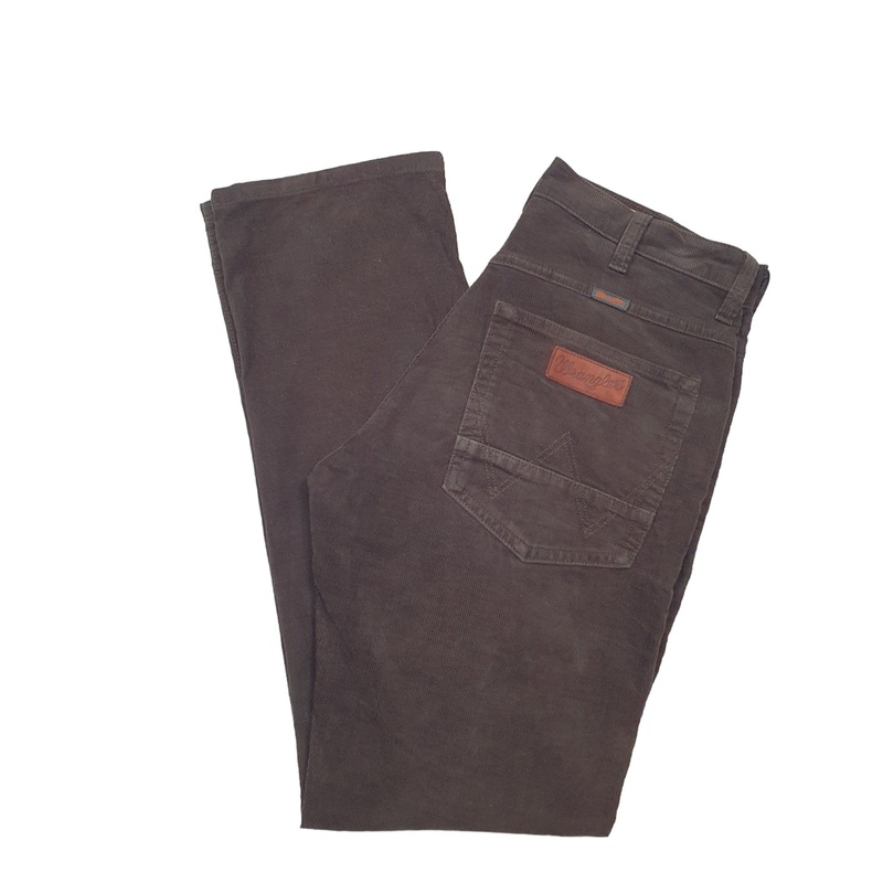 Mens Wrangler Stretch Brown Corduroy Cotton Trousers W32 L32