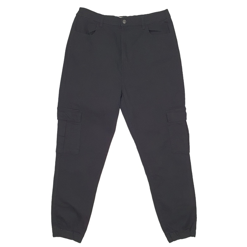 Mens Ardene Combat Pants Black Cargo Cotton Trousers W34 L29