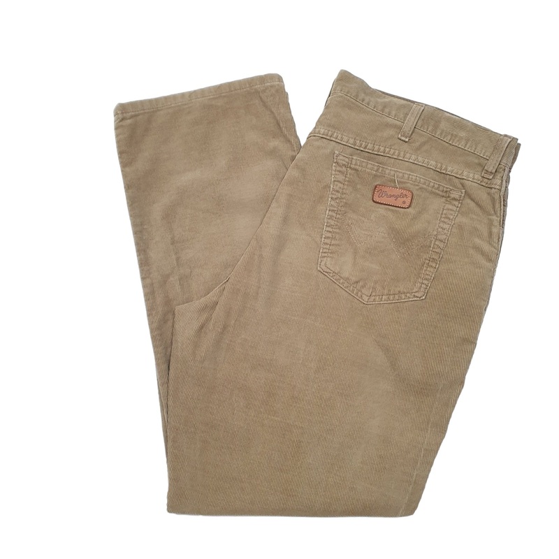 Mens Wrangler Beige Corduroy Cotton  Trousers W40 L31