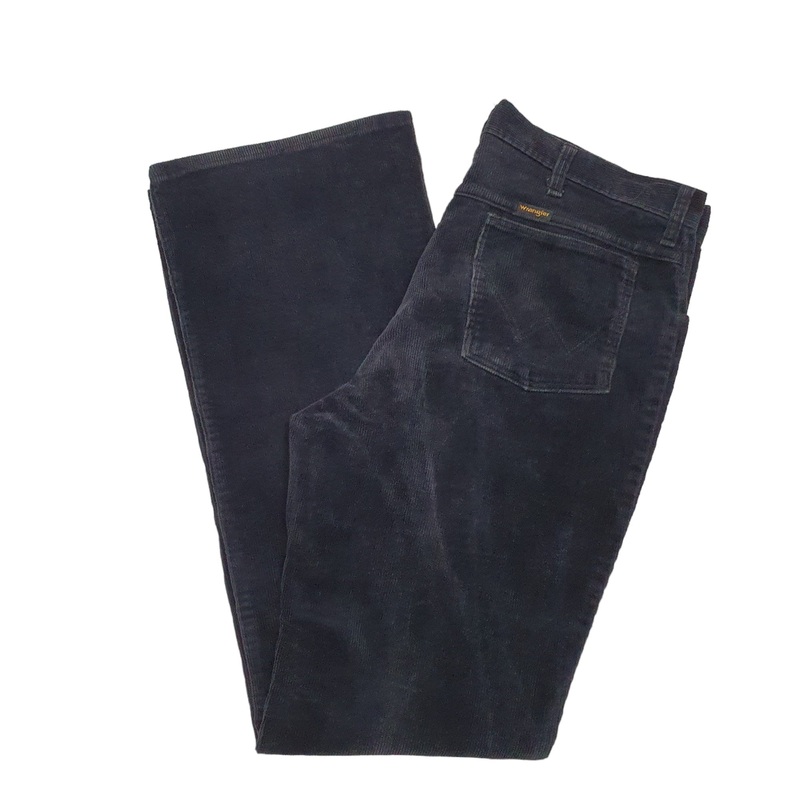 Mens Wrangler Black Corduroy Cotton  Trousers W36 L34