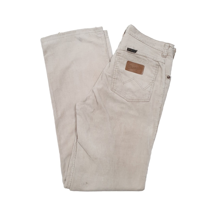 Mens Wrangler Cream Corduroy Cotton Trousers W30 L33