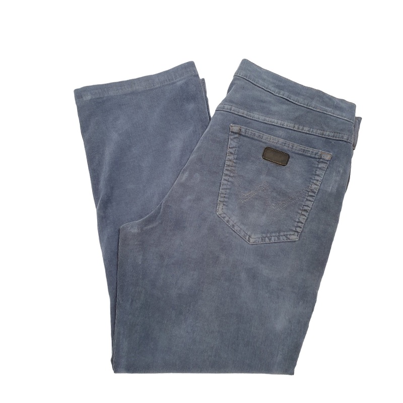Mens Wrangler Texas Stretch Blue Corduroy Cotton Trousers W36 L28