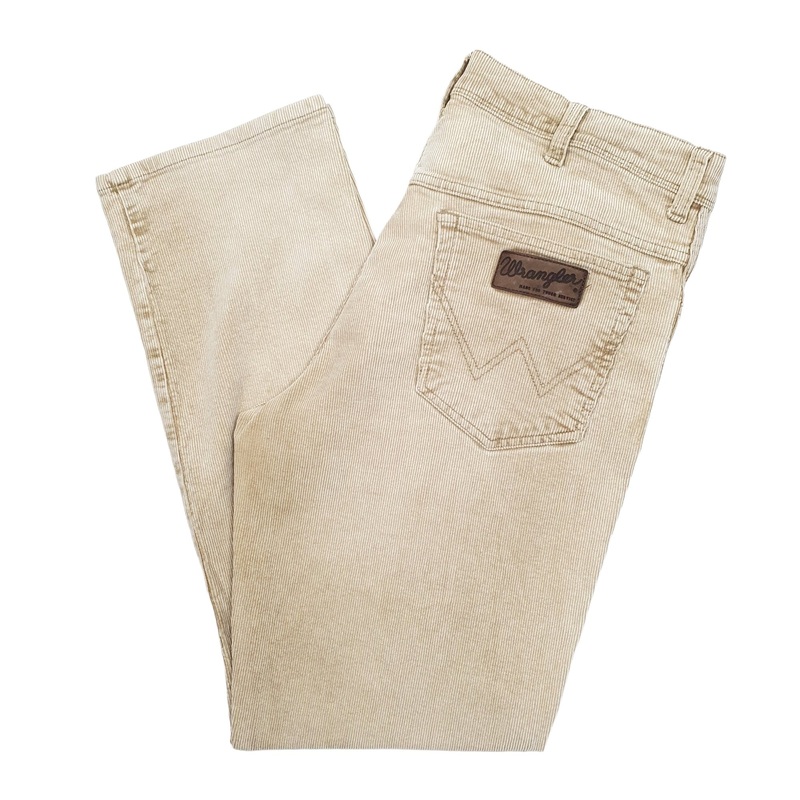 Mens Wrangler Beige Corduroy Cotton  Trousers W34 L31