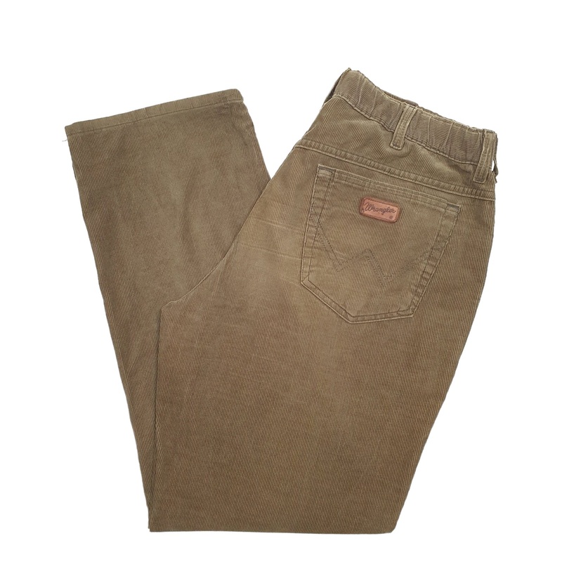 Mens Wrangler Khaki Corduroy Cotton  Trousers W34 L30