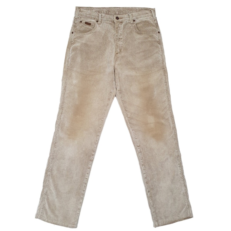 Mens Wrangler Texas Stretch Beige Corduroy Cotton Trousers W31 L32