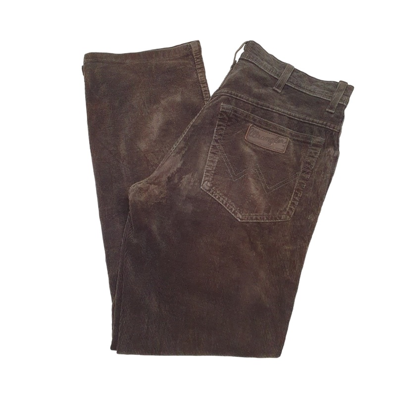 Mens Wrangler Texas Stretch Brown Corduroy Cotton  Trousers W32 L31