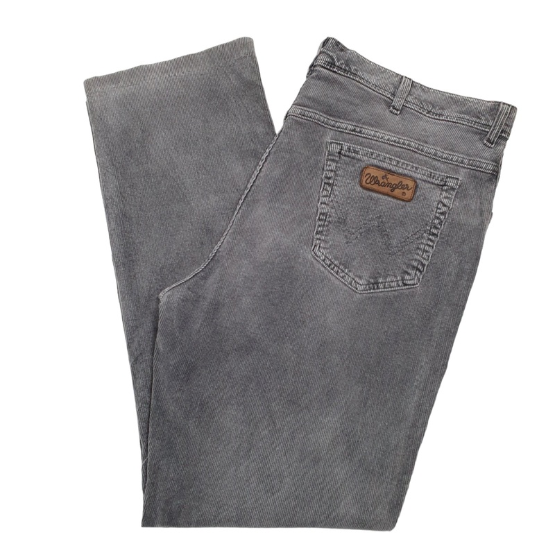 Mens Wrangler Texas Stretch Grey Corduroy Cotton  Trousers W42 L33