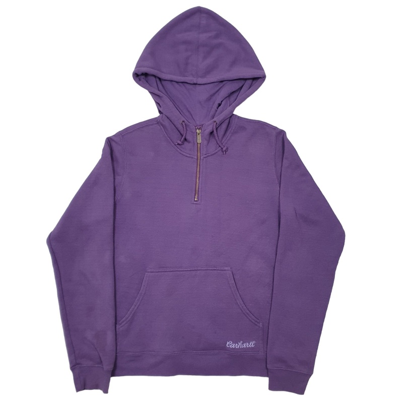 Carhartt Hoodie Quarter Zip Cotton Jumper L