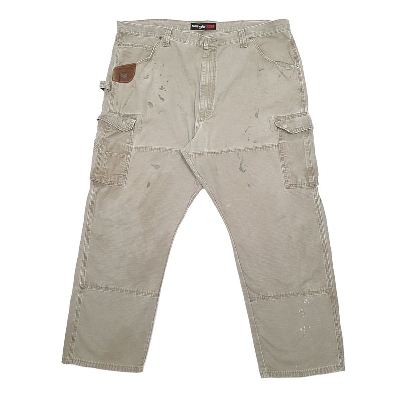 Mens Wrangler Ripstop Khaki Carpenter Cotton Trousers W44 L30