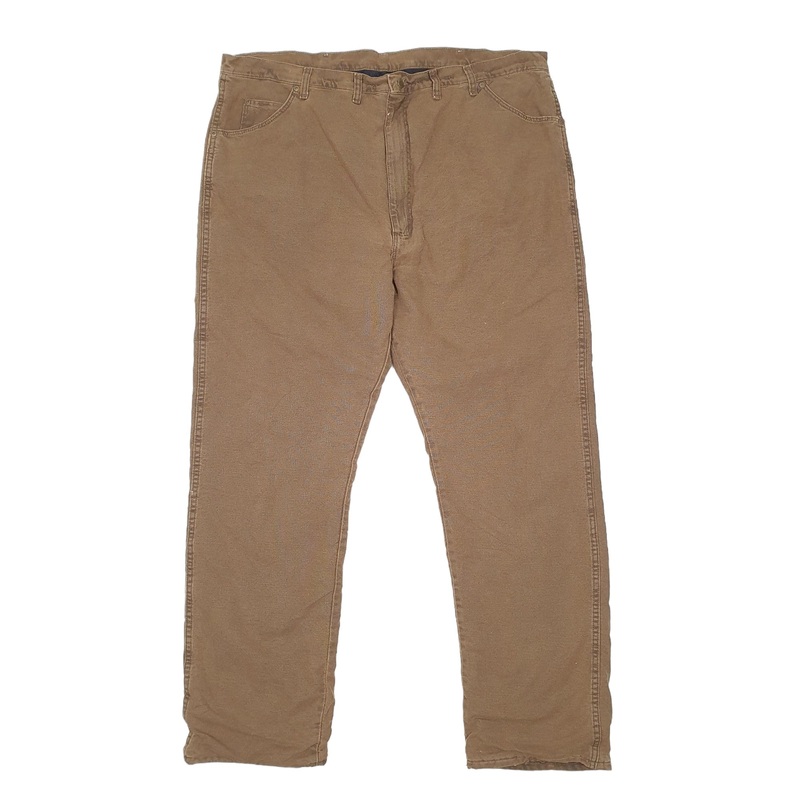 Mens Wrangler Polyester Lined Insulated Brown Carpenter Cotton Trousers W46 L34