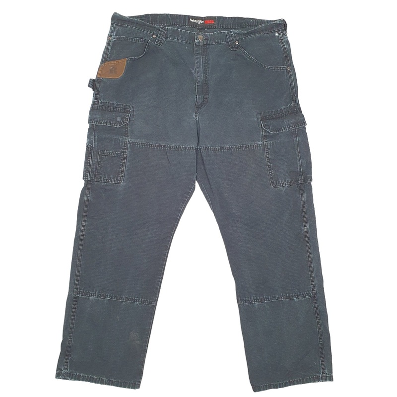 Mens Wrangler Riggs Ripstop Black Cargo Cotton Trousers W40 L32