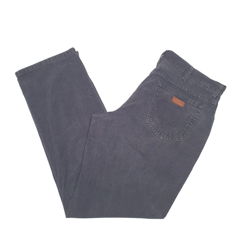 Mens Wrangler Texas Black Corduroy Cotton Trousers W38 L32