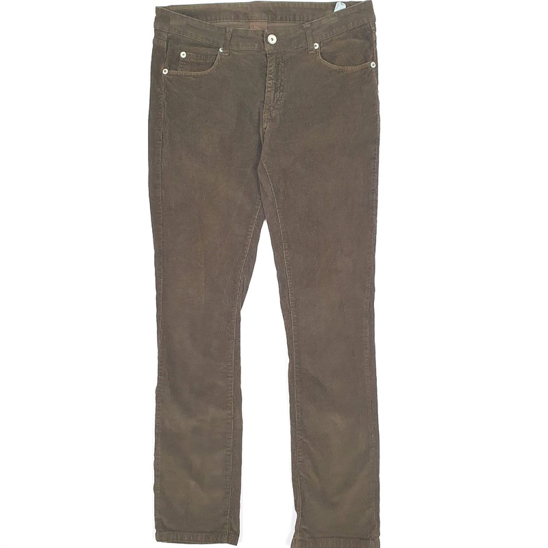 Mens Zara Khaki Corduroy Cotton & Polyester Trousers W34 L34
