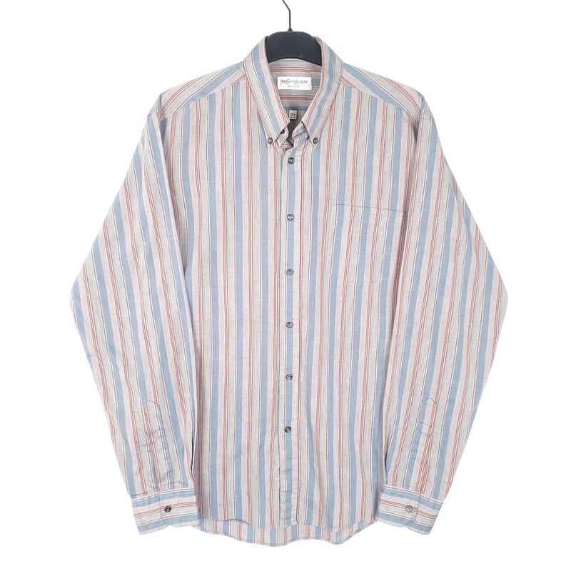 Yves Saint Laurent Long Sleeve Regular Fit Striped Cotton Blend Shirt M