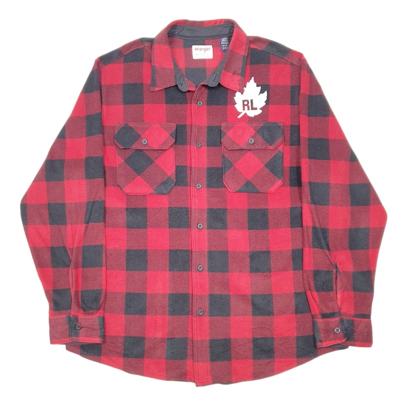 Wrangler Lumberjack Fleece Overshirt RL Leaf Long Sleeve Regular Fit Check Polyester Shirt Mens XL
