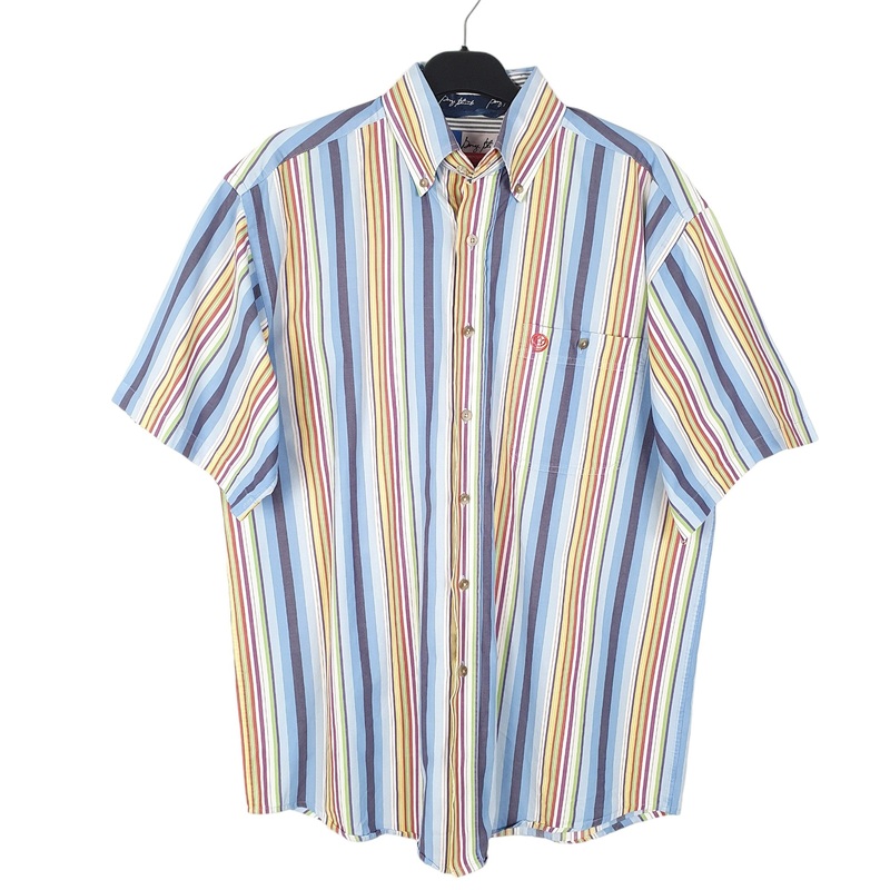 Wrangler Cowboy Collection Short Sleeve Regular Fit Striped Cotton Shirt L