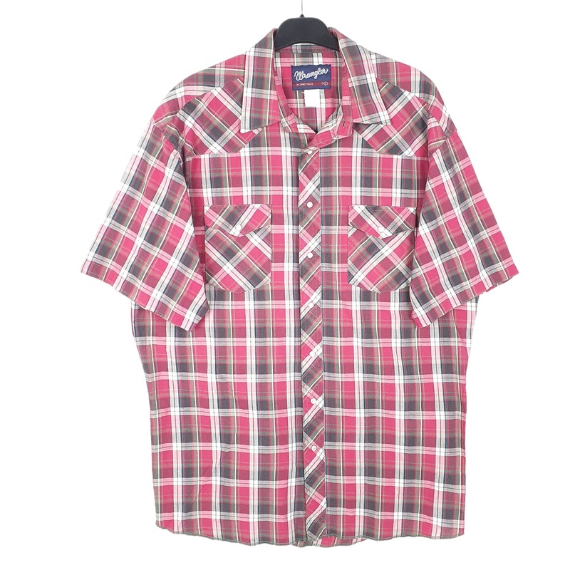 Wrangler Western Long Tails Short Sleeve Regular Fit Check Cotton Shirt L